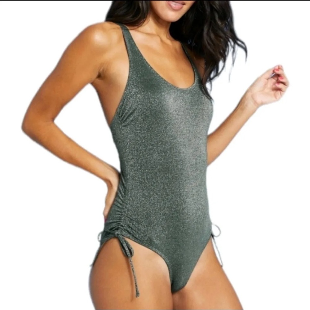 Silver Glitter One Piece Swimsuit NWOT